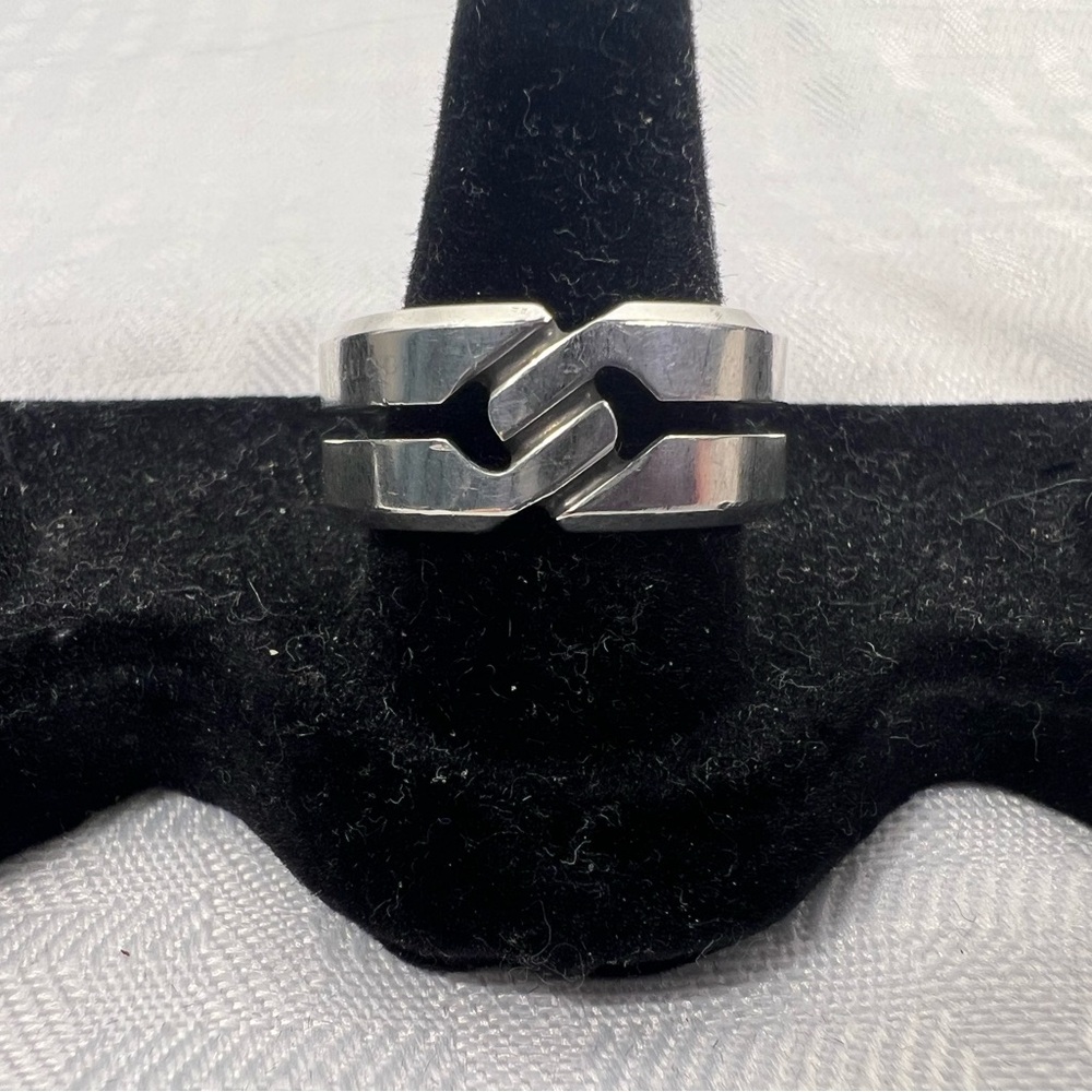 Gucci Sterling Silver Sculptural Link Ring w/ Box & Dust Bag - Picture 3 of 6